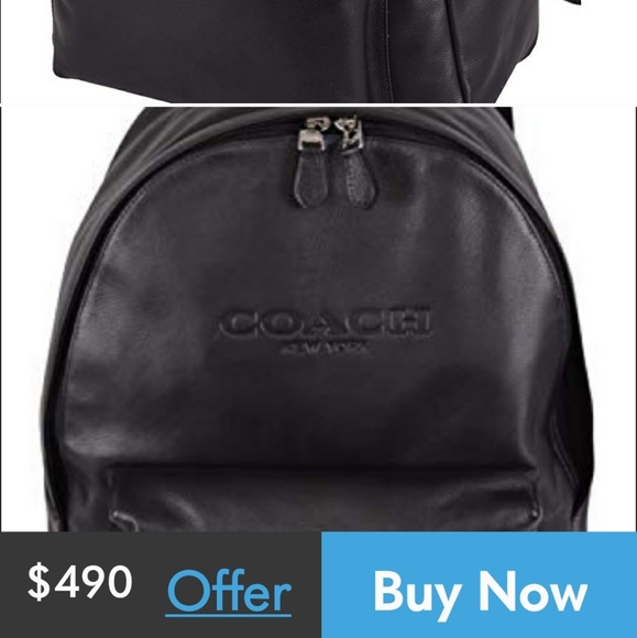 Black Leather Coach Campus Rucksack Backpack